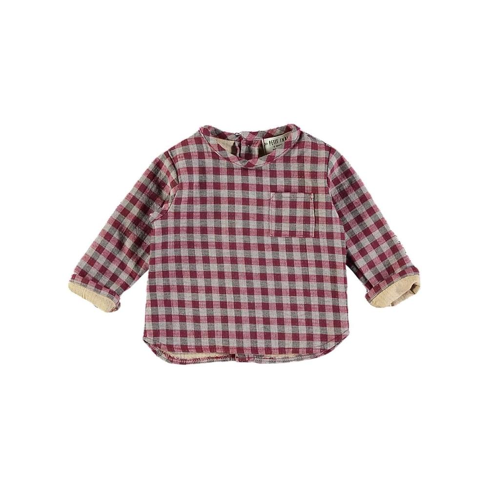 NEW PETIT INDI girls front pocket top in red multi